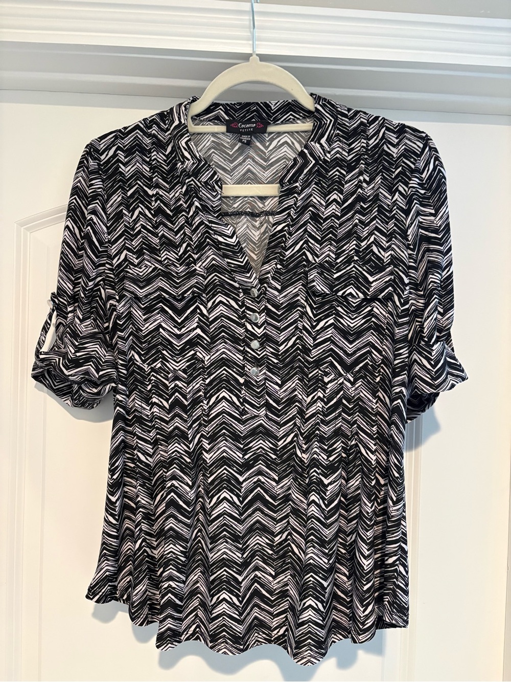 Cocomo Black & White Chevron Button-Front Tunic